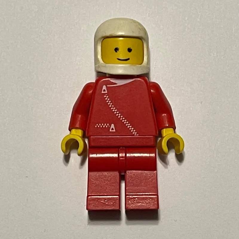 Man, Red Jacket with Zipper, White Helmet