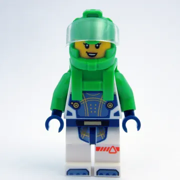 Astronaut, White Spacesuit, Bright Green Backpack and Helmet