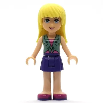 Stephanie - Sand Green Vest, Dark Purple Skirt
