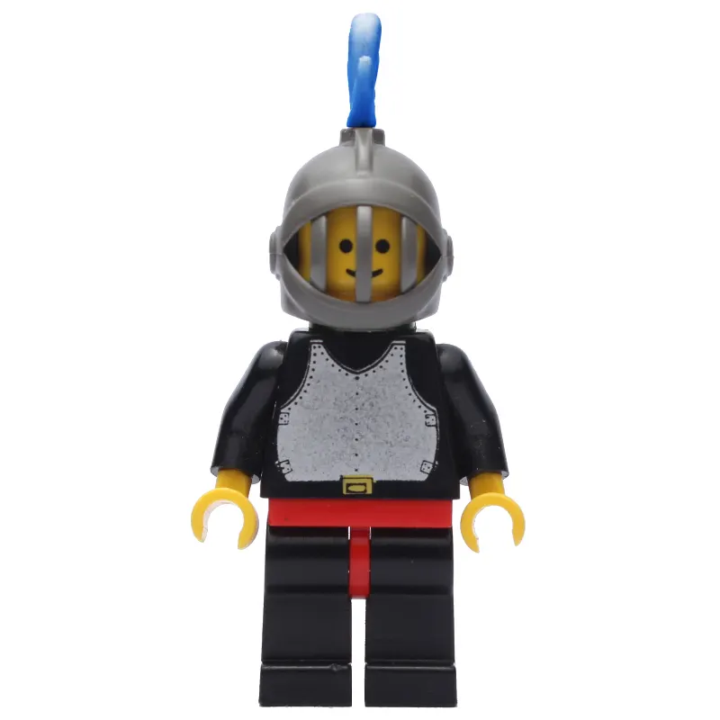 Knight (Breastplate on Black) - Black Legs, Dark Gray Helmet, Blue Plume