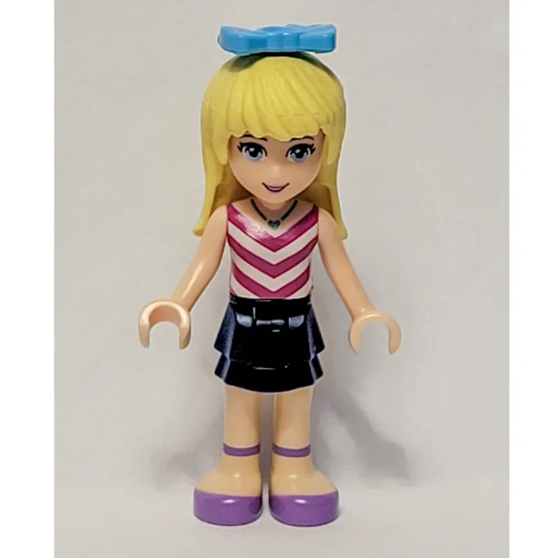 Stephanie - White/Magenta Top, Dark Blue Skirt