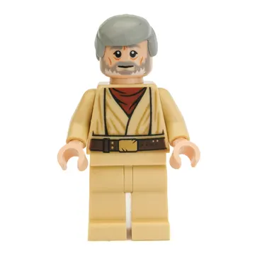 Obi-Wan Kenobi, Old, Tan Robes, Hair, White Pupils, White and Gray Beard