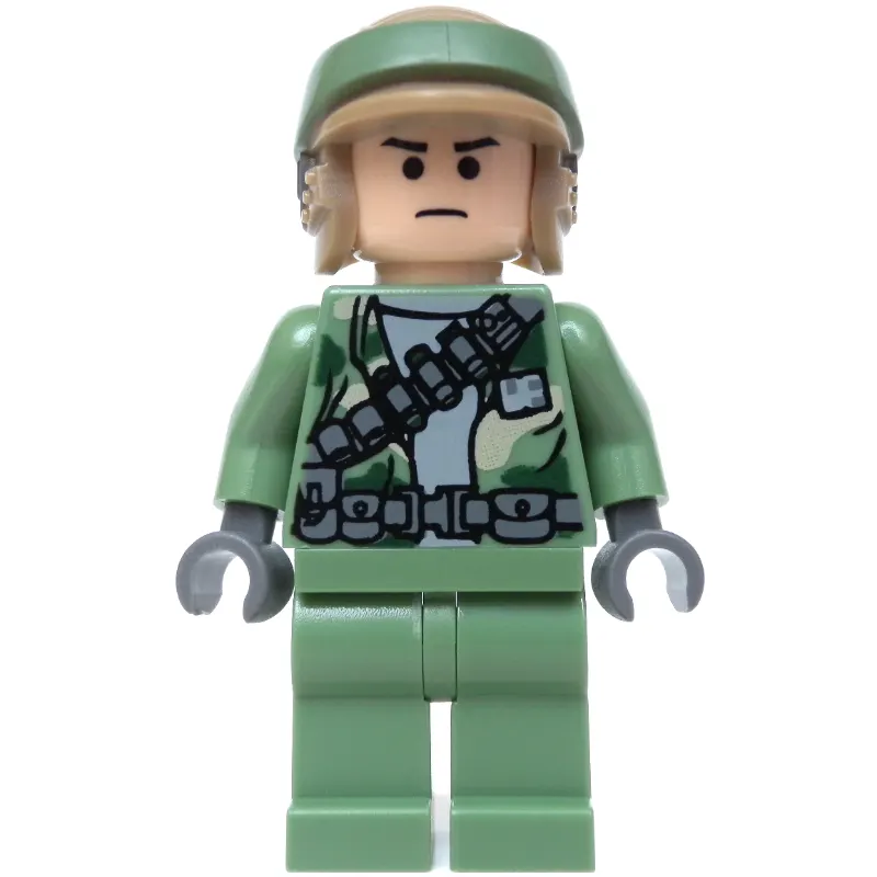 Rebel Trooper in Endor Uniform, Sand Green Legs, Black Eyes, Neck Bracket