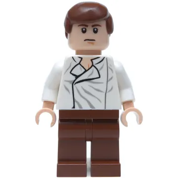 Han Solo, White Shirt, Reddish Brown Legs, Dual Sided Head Closed Mouth / Closed Eyes