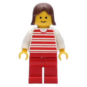 Woman - Red/White Striped Shirt, White Arms, Red Legs (3626b Head)