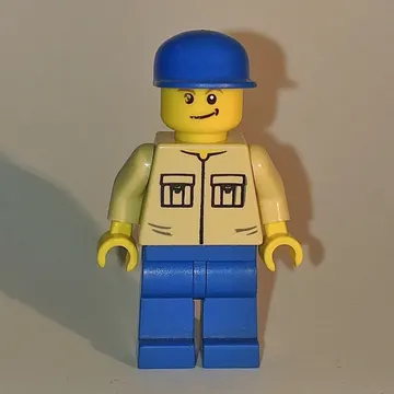 Man - Tan Shirt, Blue Legs, Blue Cap