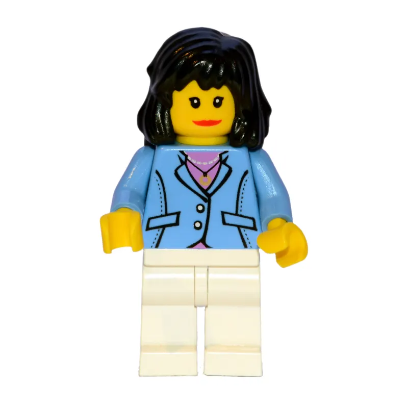 Woman - Medium Blue Jacket, White Legs