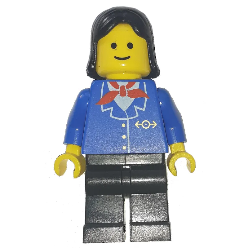 Train Worker - Blue Jacket, Black Legs, Female, Black Hair