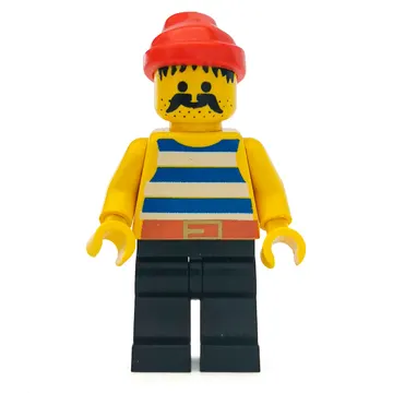 Pirate - Blue Stripes, Black Legs, Red Bandana