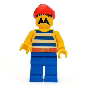 Pirate - Blue Stripes, Blue Legs, Red Bandana, Gold Belt Buckle, 3626b