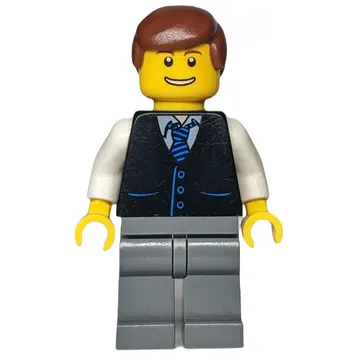 Man - Black Vest, Dark Bluish Gray Legs, Reddish Brown Hair