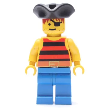 Pirate - Red/Black Stripes, Blue Legs, Black Tricorne