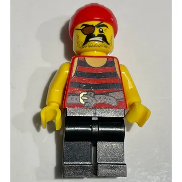 Pirate - Red/Black Stripes, Black Legs, Red Bandana, Eyepatch (New)