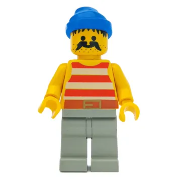 Pirate - Red Stripes, Light Gray Legs, Blue Bandana, 3626a