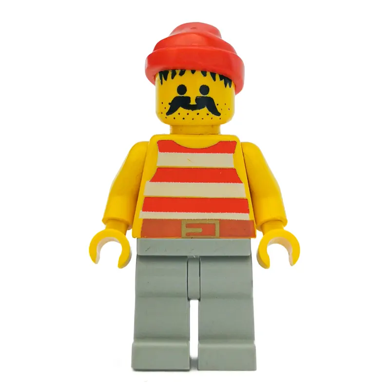 Pirate - Red Stripes, Light Gray Legs, Red Bandana