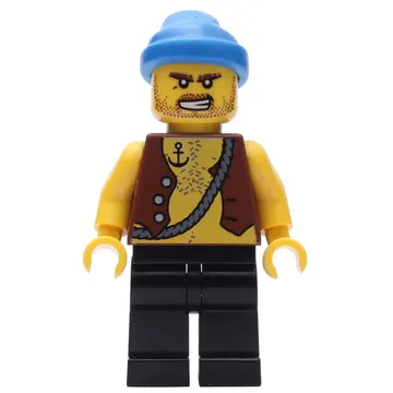 Pirate - Anchor Tattoo, Black Legs, Blue Bandana