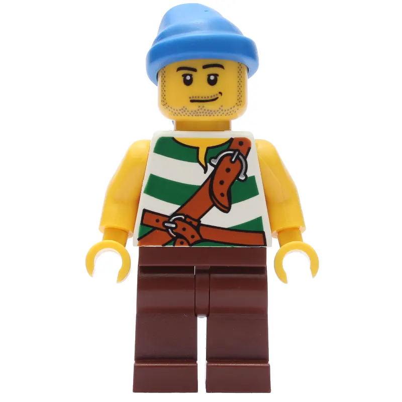 Pirate - Green Stripes, Reddish Brown Legs, Blue Bandana