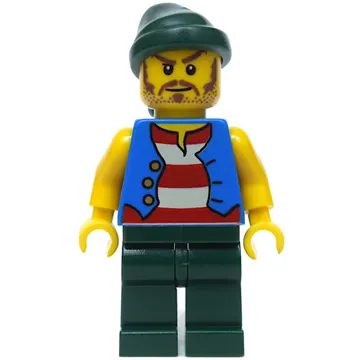 Pirate - Blue Vest, Dark Green Legs, Dark Green Bandana, Long Moustache