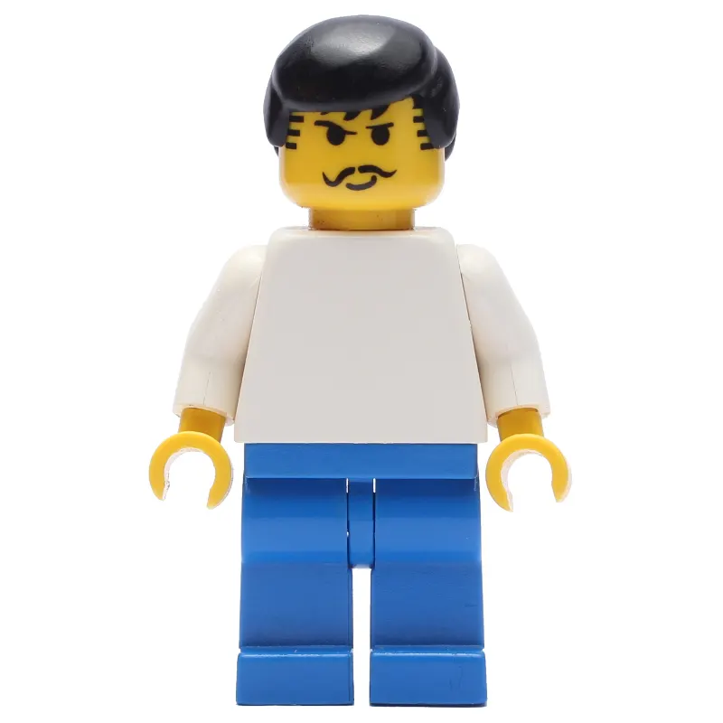 Soccer Player White Torso, Blue Legs, Black Hair, Mustache