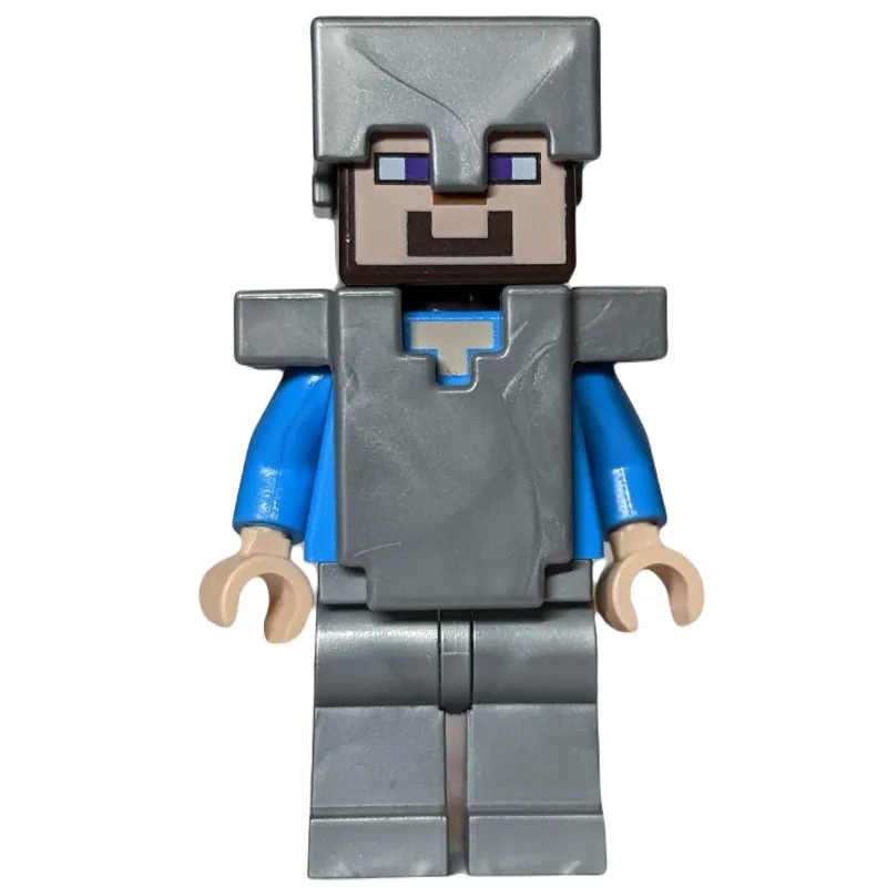 Steve in Flat Silver Helmet, Armor and Legs