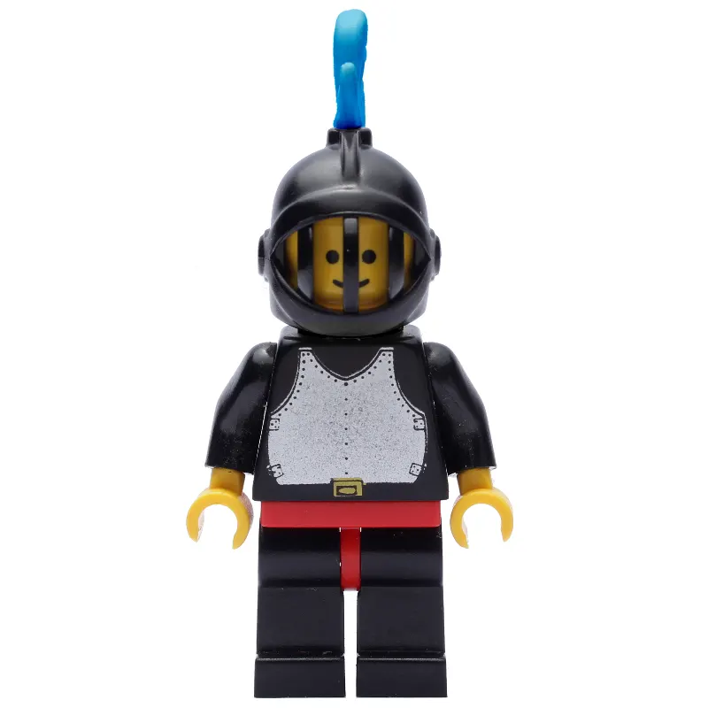 Knight (Breastplate on Black) - Black Legs, Black Helmet, Blue Plume