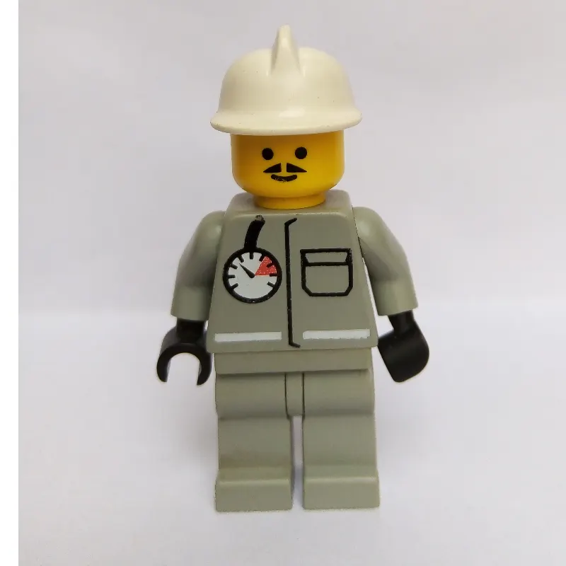 Fireman, Shirt with Gauge and Pocket, Light Gray Legs, White Helmet