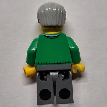 Man, Green V-Neck Sweater, Dark Bluish Gray Legs, Beard