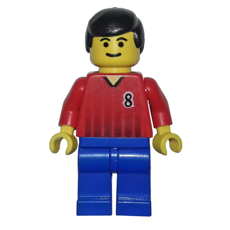 Soccer Player Red Torso, Blue Legs, #8