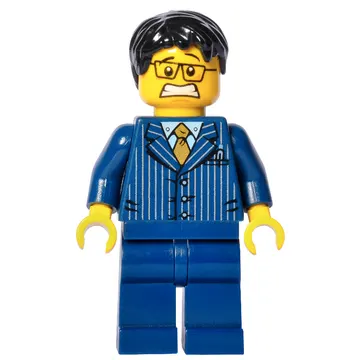 Man, Dark Blue Pinstripe Suit with Gold Tie, Black Hair, Glasses, 3626cpr0792