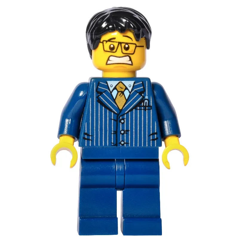 Man, Dark Blue Pinstripe Suit with Gold Tie, Black Hair, Glasses, 3626cpr0792