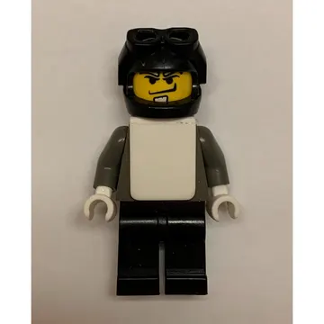 Snowboarder, Dark Gray, Black Helmet, White Vest