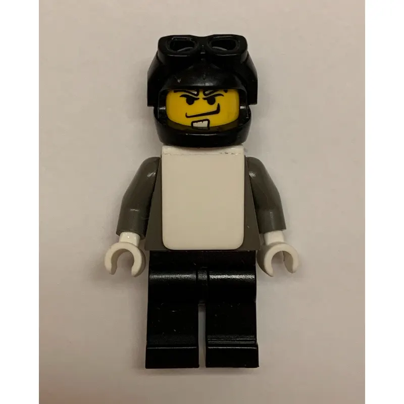 Snowboarder, Dark Gray, Black Helmet, White Vest