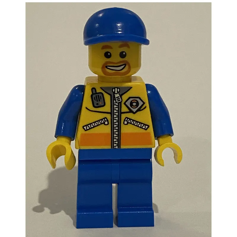 Coast Guard, Yellow Jacket with Zipper, Radio and Badge, Blue Cap, Goatee Beard