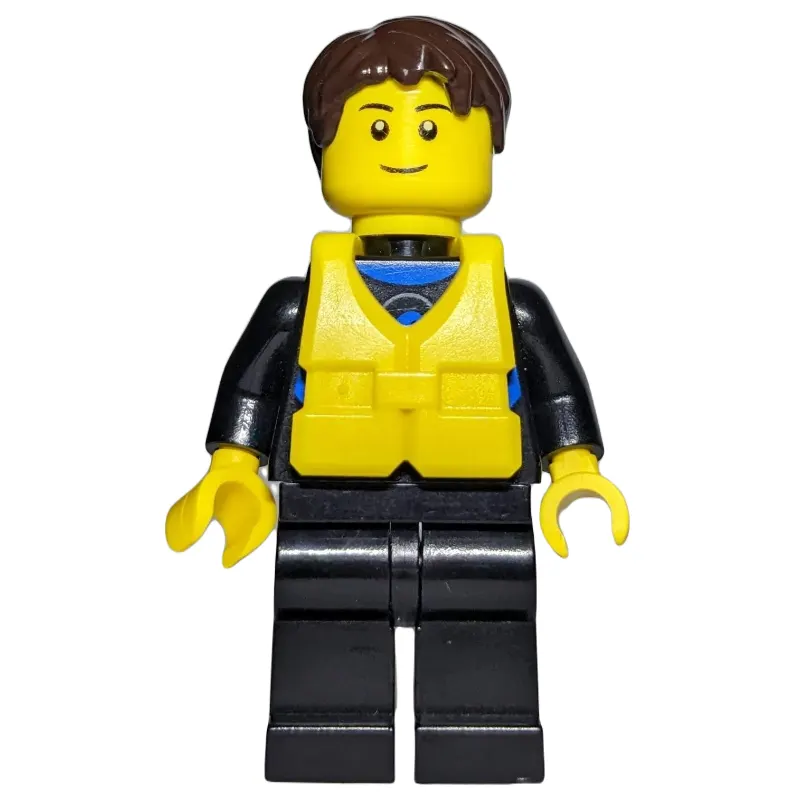 Man, Black Wetsuit, Yellow Life Vest