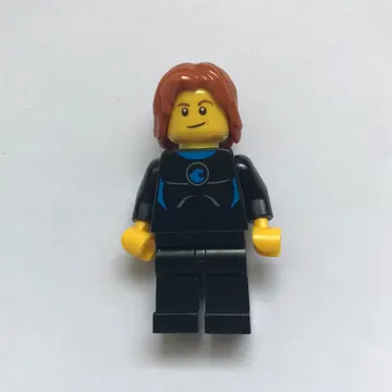 Man, Black Wetsuit, Mid-Length Dark Orange Hair