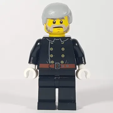 Fireman, Jacket with 8 Buttons and Belt, Light Bluish Gray Hair, Beard