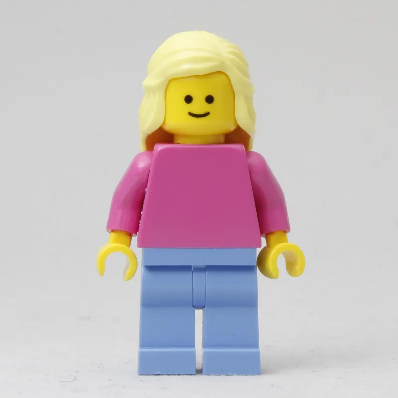 Woman, Plain Dark Pink Torso, Medium Blue Legs, Bright Light Yellow Hair