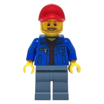 Blue Jacket, Sand Green Legs, Beard, Red Cap
