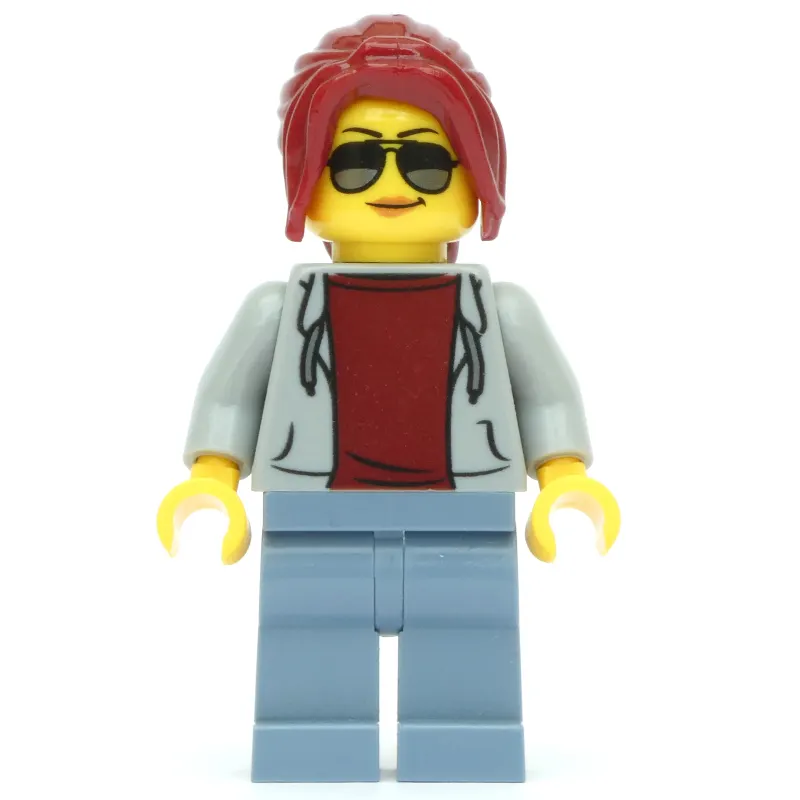 Track Official, Light Bluish Gray Torso, Sand Blue Legs, Dark Red Hair