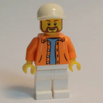 Orange Torso, White Legs, White Cap