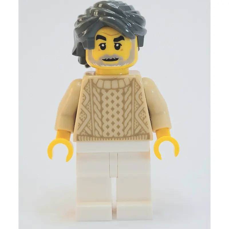 Man, Tan Sweater, White Legs, Dark Bluish Gray Hair, Beard