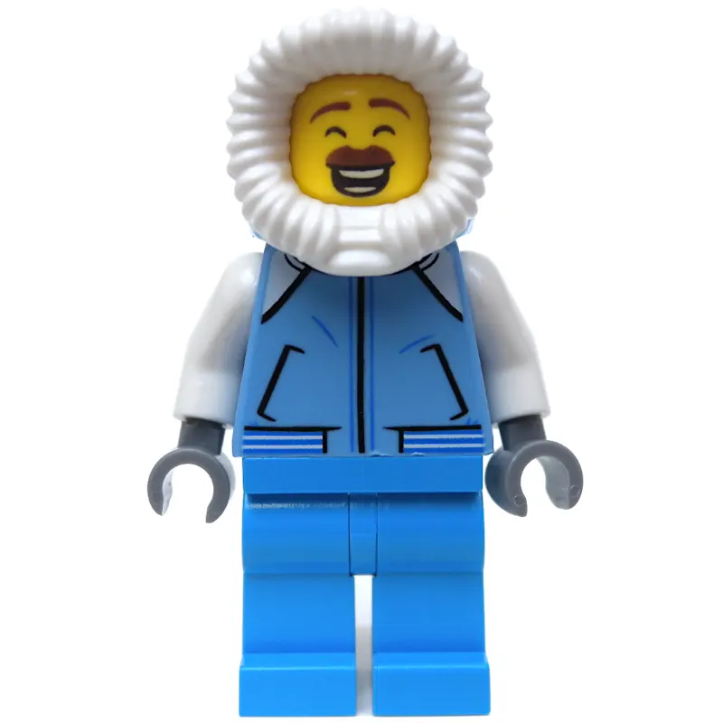 Man, Medium Blue Jacket, Dark Azure Legs, Hood, Moustache