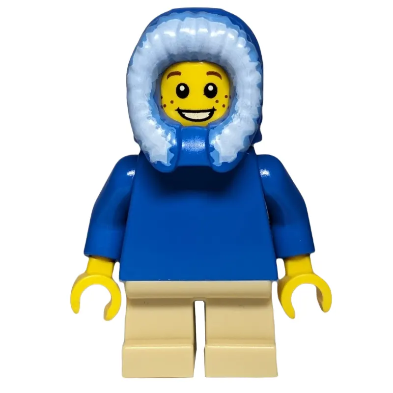 Boy, Plain Blue Torso, Short Tan Legs, Hood