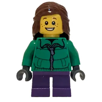 Girl, Green Jacket, Short Dark Purple Legs