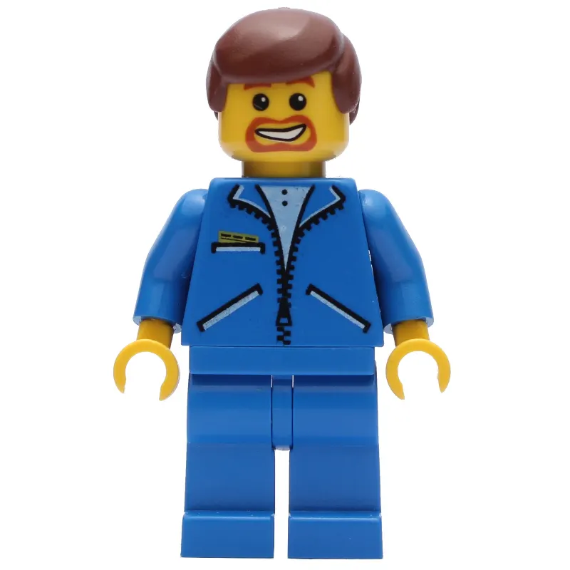 Blue Vest, Blue Legs, Reddish Brown Hair, Beard