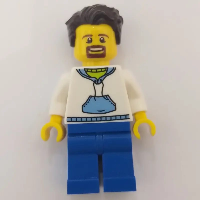 White Torso, Blue Legs, Dark Brown Hair