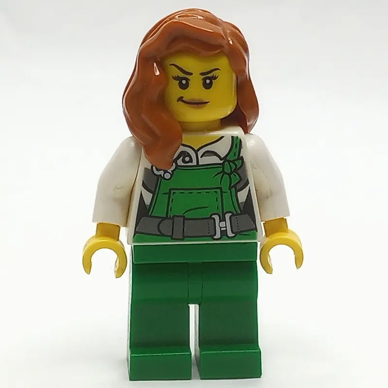 Criminal, Woman, Green Overalls over Prison Shirt, Dark Orange Hair