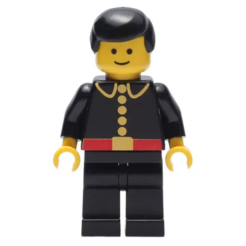 Fireman, Classic, Black Fire Jacket with Red Belt and Buttons, Black Hair