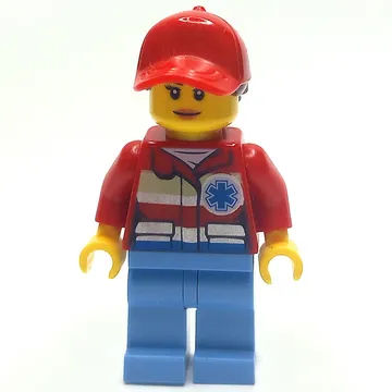Paramedic, Woman, Red Jacket with Star of Life, Red Cap with Hair