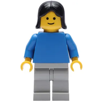 Woman, Blue Torso, Light Gray Legs, Black Hair